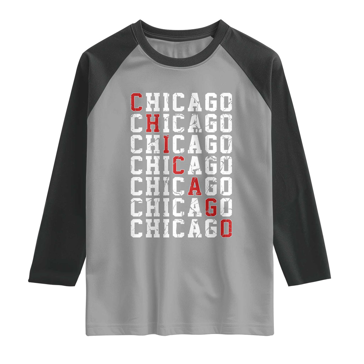 Vintage Chicago Raglan Shirt Retro Distressed Classic Chicago TS10 Sport Gray Black Print Your Wear