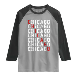 Vintage Chicago Raglan Shirt Retro Distressed Classic Chicago TS10 Sport Gray Black Print Your Wear