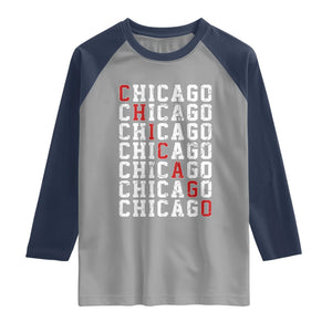 Vintage Chicago Raglan Shirt Retro Distressed Classic Chicago TS10 Sport Gray Navy Print Your Wear