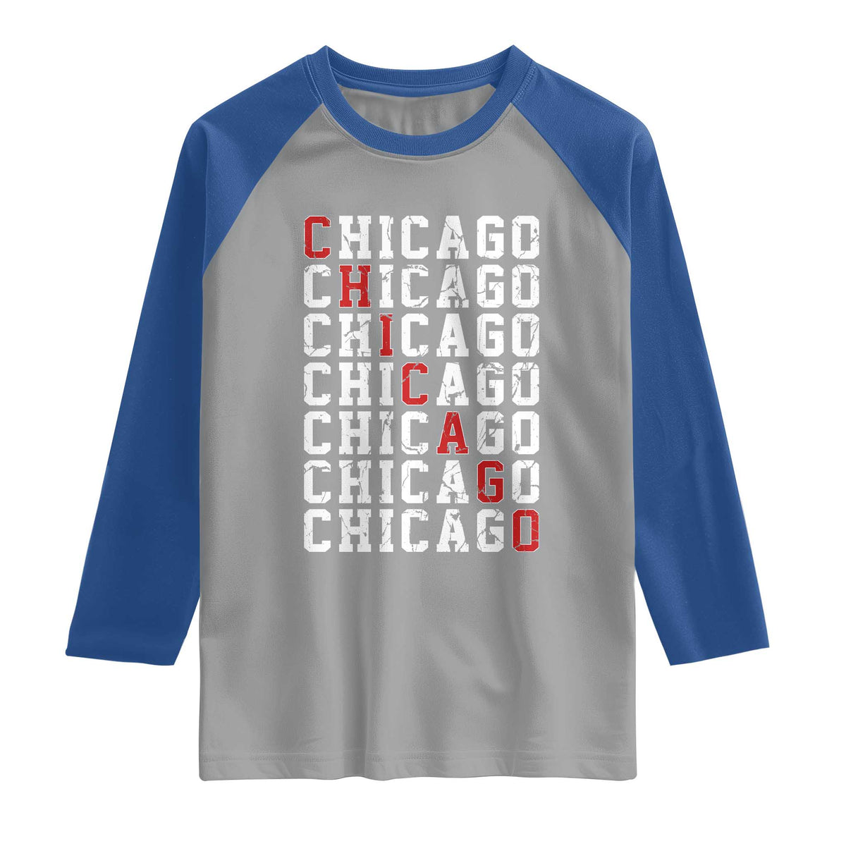 Vintage Chicago Raglan Shirt Retro Distressed Classic Chicago TS10 Sport Gray Royal Print Your Wear