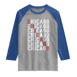 Vintage Chicago Raglan Shirt Retro Distressed Classic Chicago TS10 Sport Gray Royal Print Your Wear