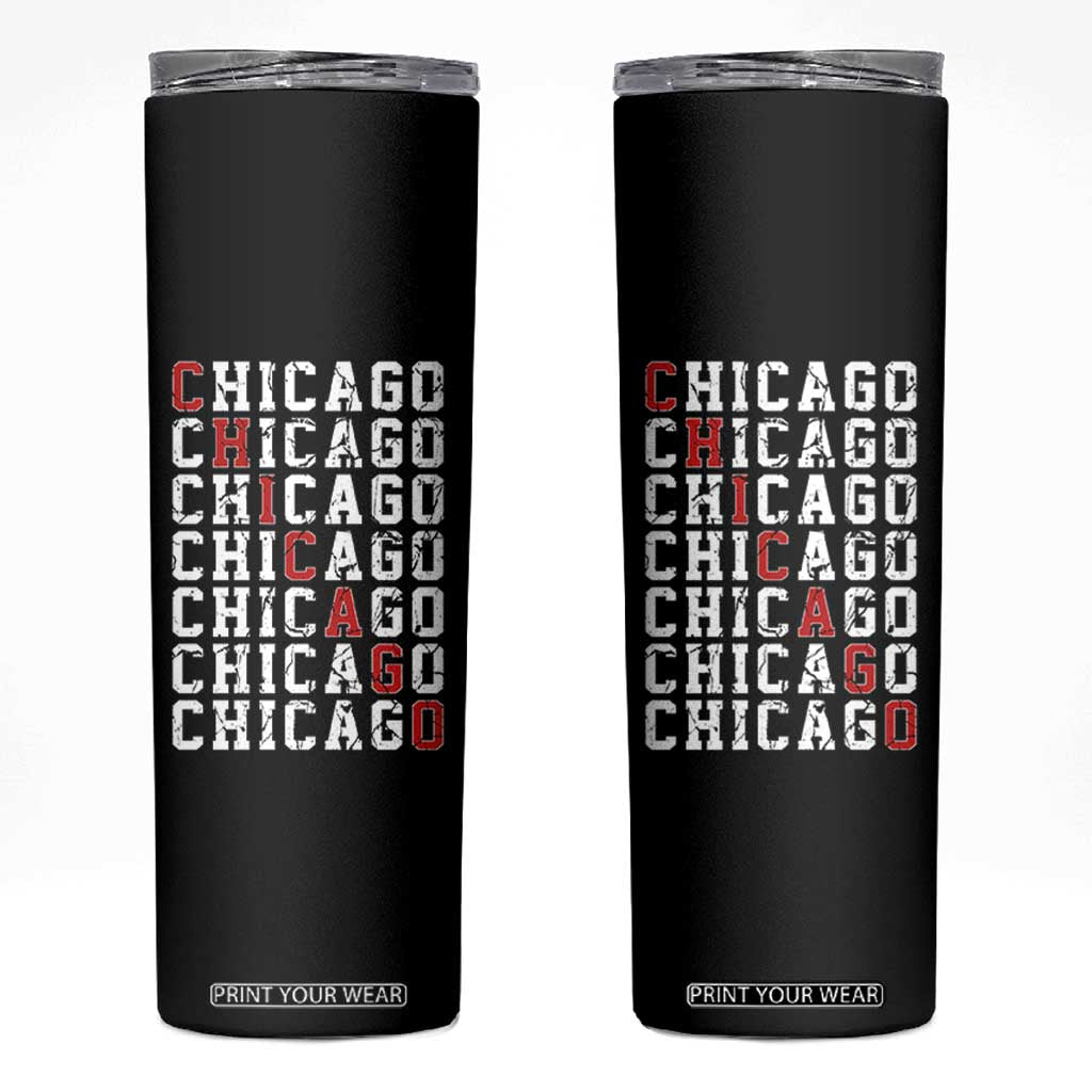 Vintage Chicago Skinny Tumbler Retro Distressed Classic Chicago TS10 Black Print Your Wear