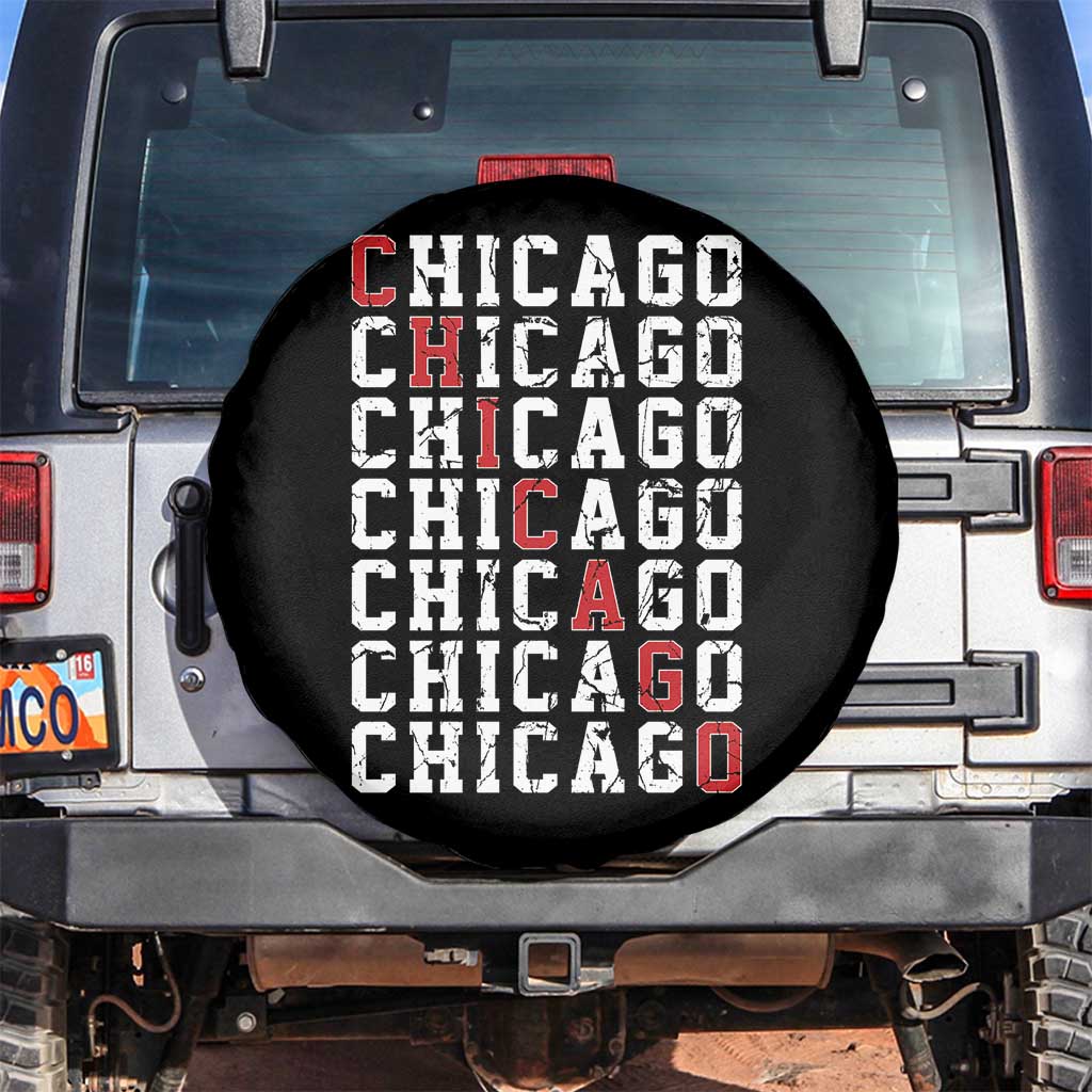 Vintage Chicago Spare Tire Cover Retro Distressed Classic Chicago TS10 No hole Black Print Your Wear