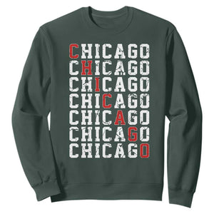 Vintage Chicago Sweatshirt Retro Distressed Classic Chicago TS10 Dark Forest Green Print Your Wear