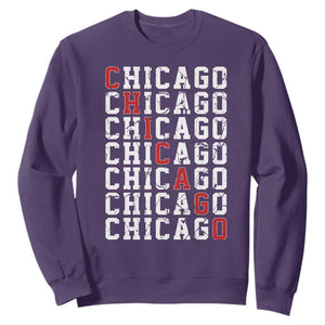 Vintage Chicago Sweatshirt Retro Distressed Classic Chicago TS10 Purple Print Your Wear