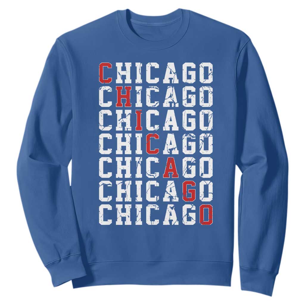 Vintage Chicago Sweatshirt Retro Distressed Classic Chicago TS10 Royal Blue Print Your Wear
