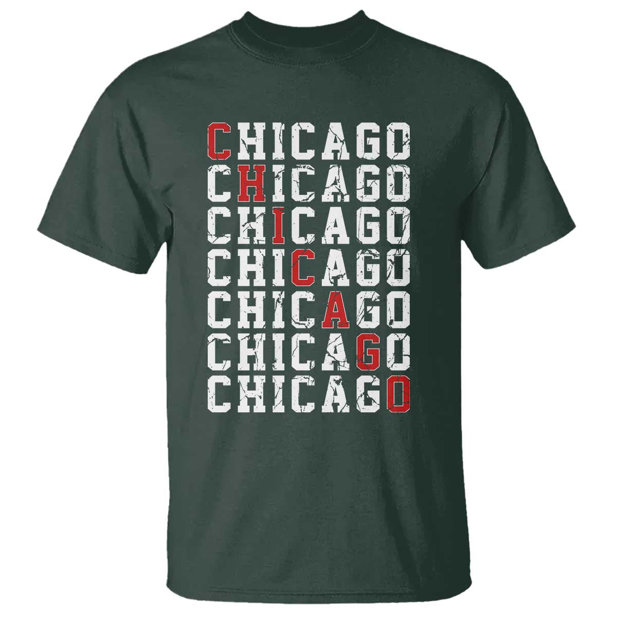 Vintage Chicago T Shirt Retro Distressed Classic Chicago TS10 Dark Forest Green Print Your Wear