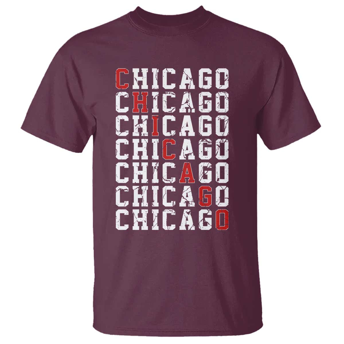 Vintage Chicago T Shirt Retro Distressed Classic Chicago TS10 Maroon Print Your Wear