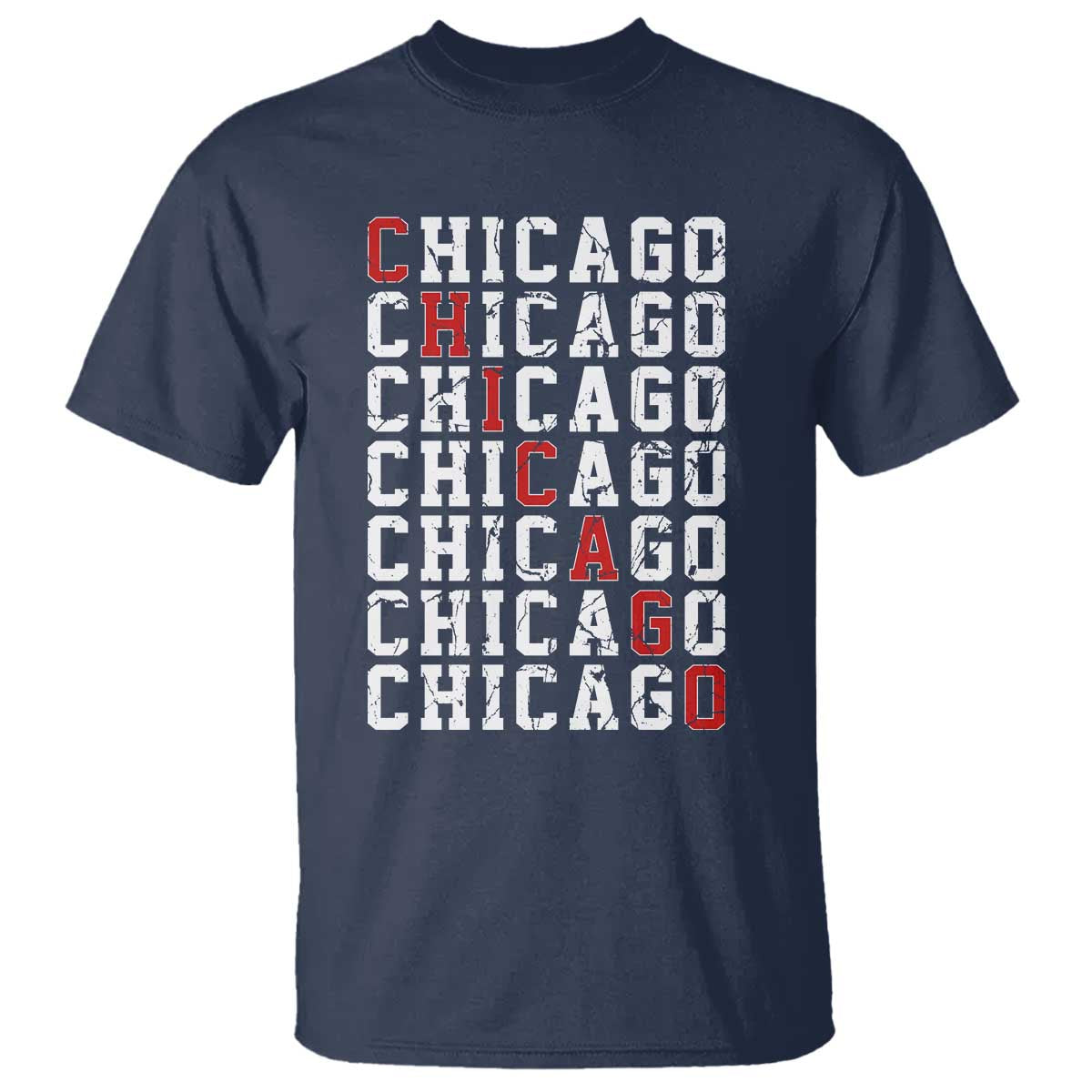 Vintage Chicago T Shirt Retro Distressed Classic Chicago TS10 Navy Print Your Wear