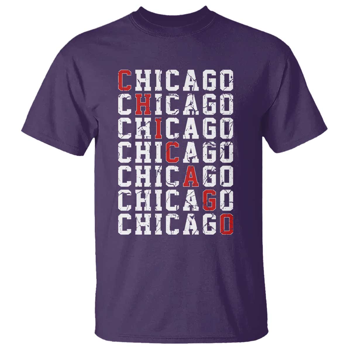 Vintage Chicago T Shirt Retro Distressed Classic Chicago TS10 Purple Print Your Wear