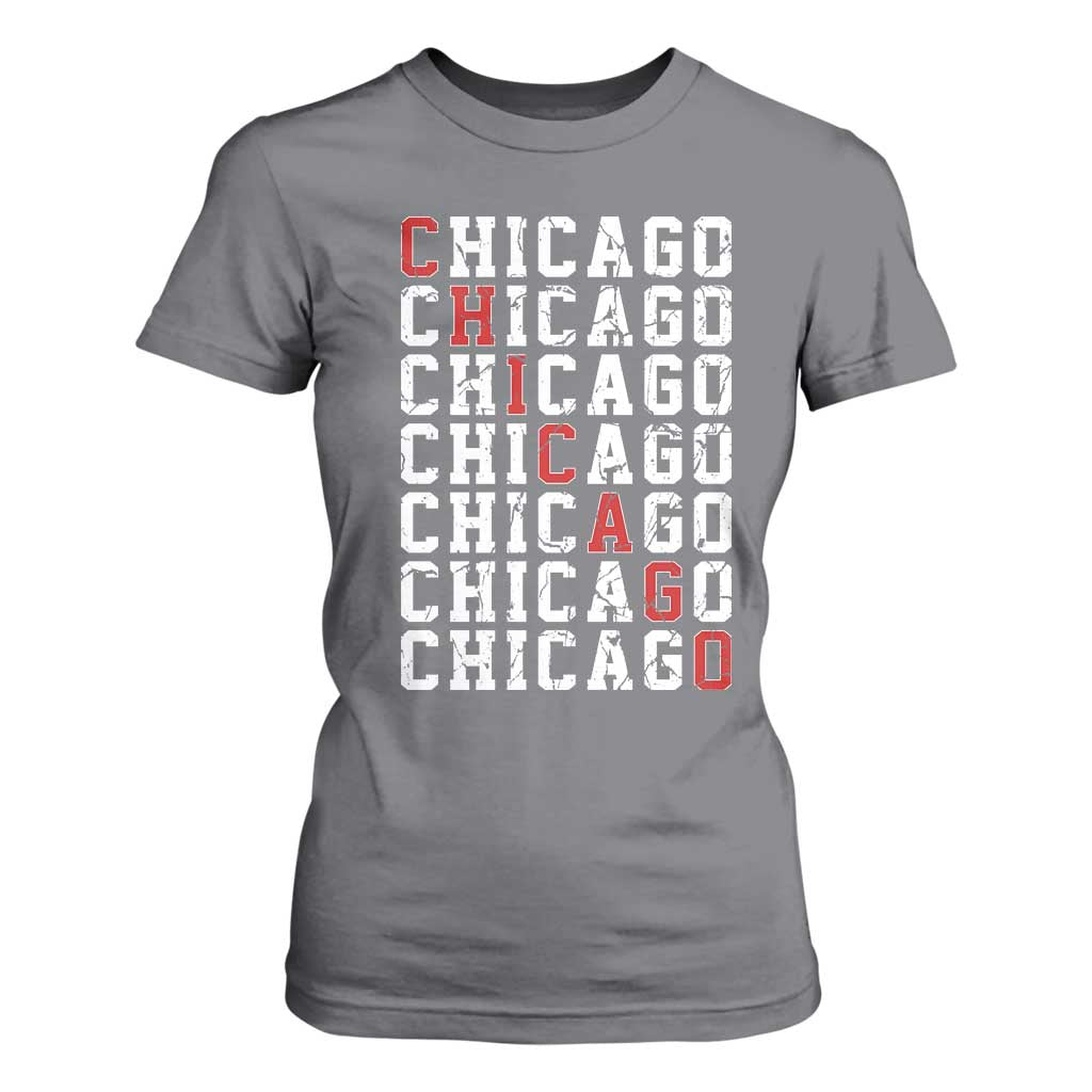 Vintage Chicago T Shirt For Women Retro Distressed Classic Chicago TS10 Charcoal Print Your Wear
