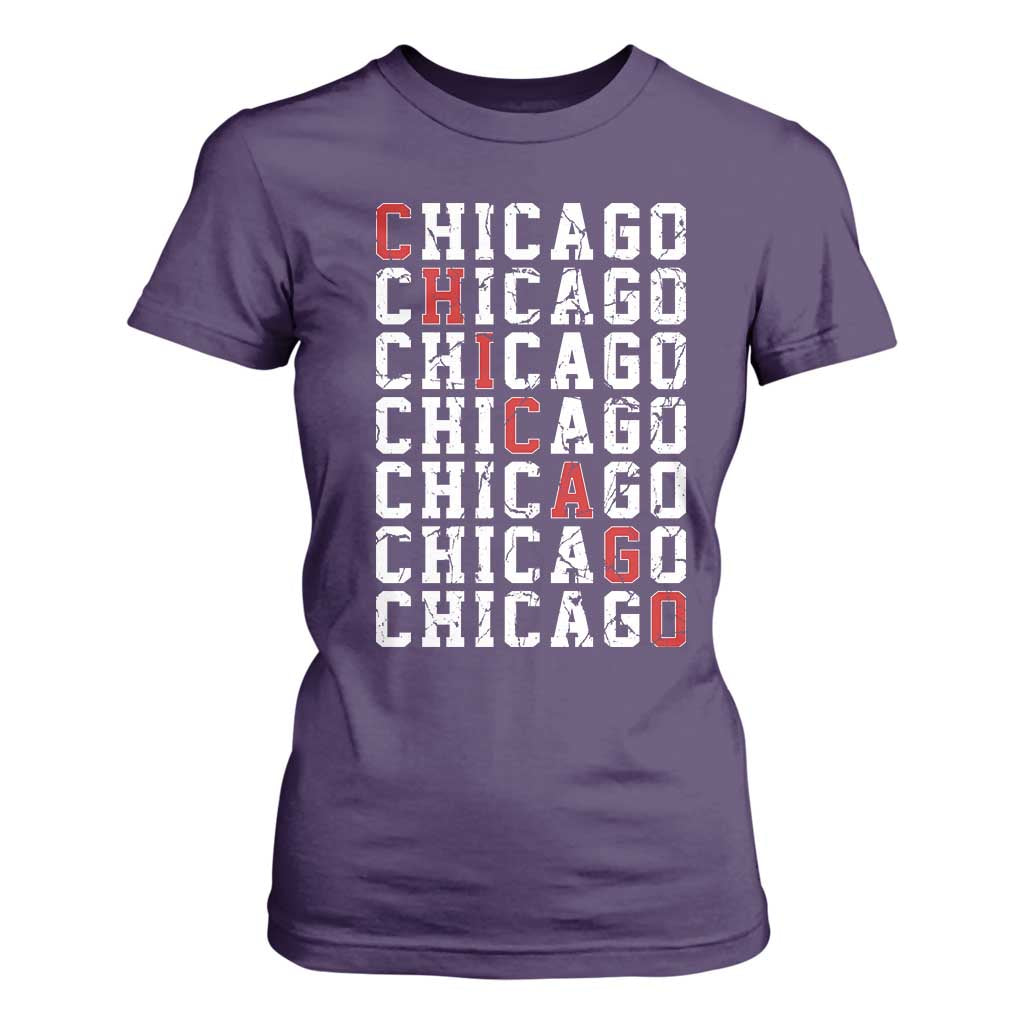 Vintage Chicago T Shirt For Women Retro Distressed Classic Chicago TS10 Purple Print Your Wear