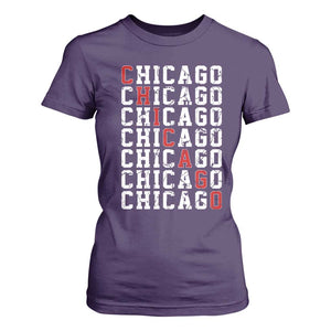 Vintage Chicago T Shirt For Women Retro Distressed Classic Chicago TS10 Purple Print Your Wear