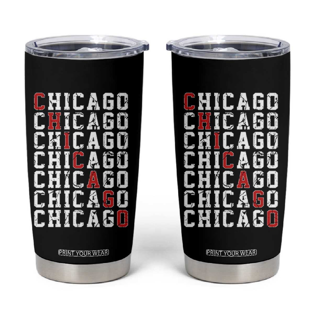Vintage Chicago Tumbler Cup Retro Distressed Classic Chicago TS10 Black Print Your Wear