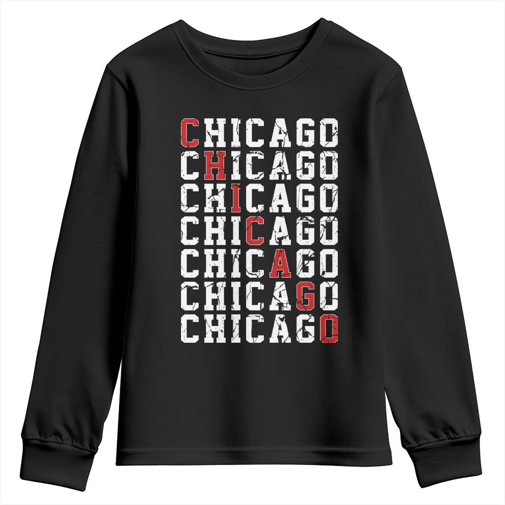 Vintage Chicago Youth Sweatshirt Retro Distressed Classic Chicago TS10 Black Print Your Wear
