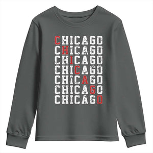 Vintage Chicago Youth Sweatshirt Retro Distressed Classic Chicago TS10 Dark Heather Print Your Wear