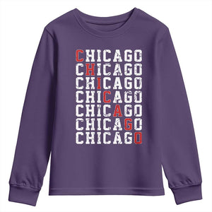 Vintage Chicago Youth Sweatshirt Retro Distressed Classic Chicago TS10 Purple Print Your Wear