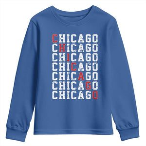Vintage Chicago Youth Sweatshirt Retro Distressed Classic Chicago TS10 Royal Blue Print Your Wear