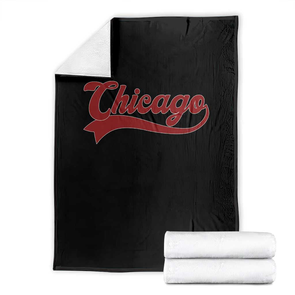 Retro Chicago Throw Blanket Varsity Script Vintage Sports Jersey Style 80s 90s TS10 Black Print Your Wear