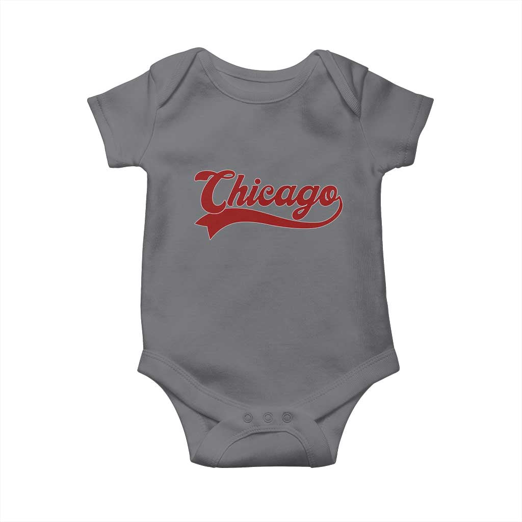 Retro Chicago Baby Onesie Varsity Script Vintage Sports Jersey Style 80s 90s TS10 Charcoal Print Your Wear