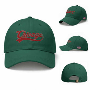 Retro Chicago Baseball Cap Varsity Script Vintage Sports Jersey Style 80s 90s TS10 Baseball Cap Universal Fit Irish Green Print Your Wear
