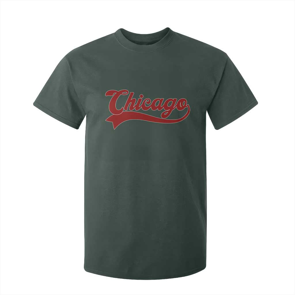 Retro Chicago T Shirt For Kid Varsity Script Vintage Sports Jersey Style 80s 90s TS10 Dark Forest Green Print Your Wear