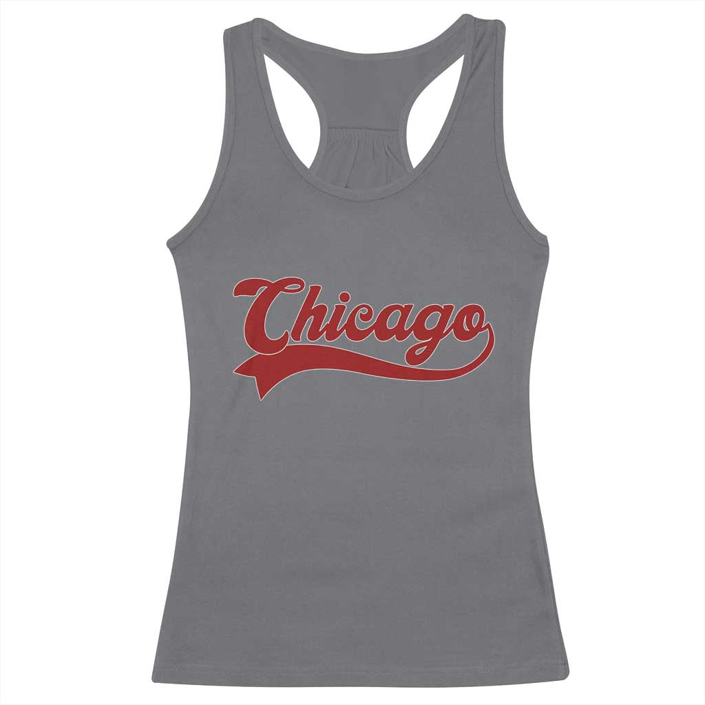 Retro Chicago Racerback Tank Top Varsity Script Vintage Sports Jersey Style 80s 90s TS10 Charcoal Print Your Wear