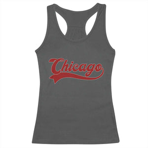 Retro Chicago Racerback Tank Top Varsity Script Vintage Sports Jersey Style 80s 90s TS10 Dark Heather Print Your Wear