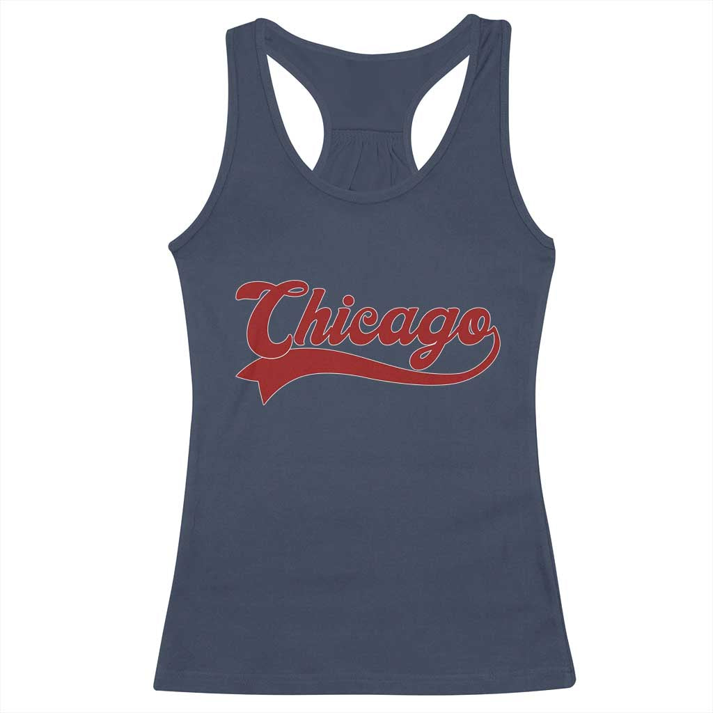 Retro Chicago Racerback Tank Top Varsity Script Vintage Sports Jersey Style 80s 90s TS10 Navy Print Your Wear