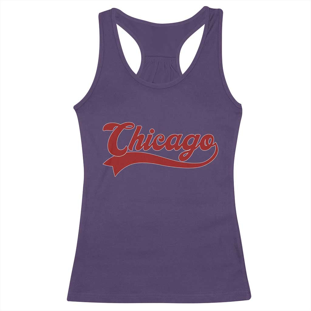 Retro Chicago Racerback Tank Top Varsity Script Vintage Sports Jersey Style 80s 90s TS10 Purple Print Your Wear