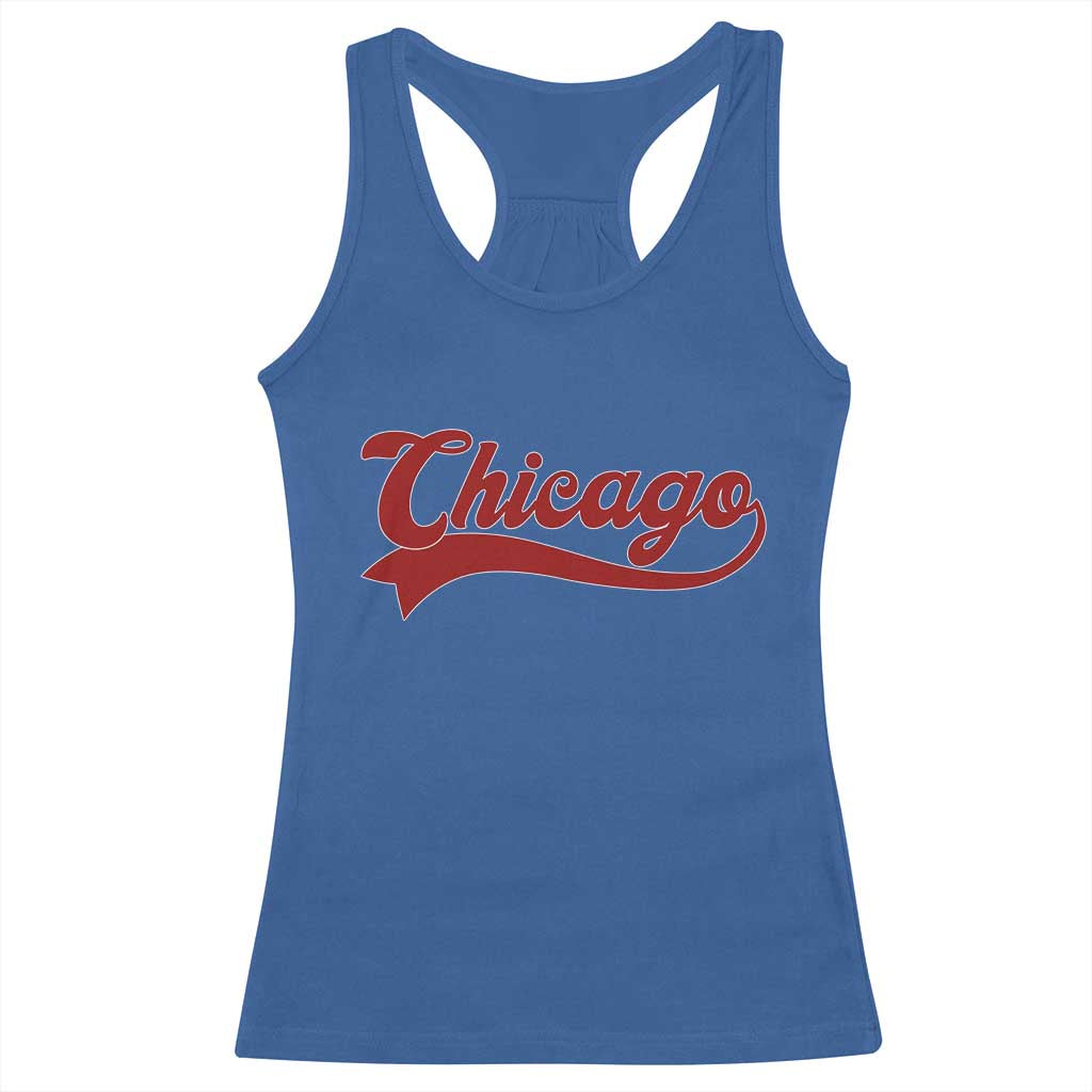 Retro Chicago Racerback Tank Top Varsity Script Vintage Sports Jersey Style 80s 90s TS10 Royal Blue Print Your Wear