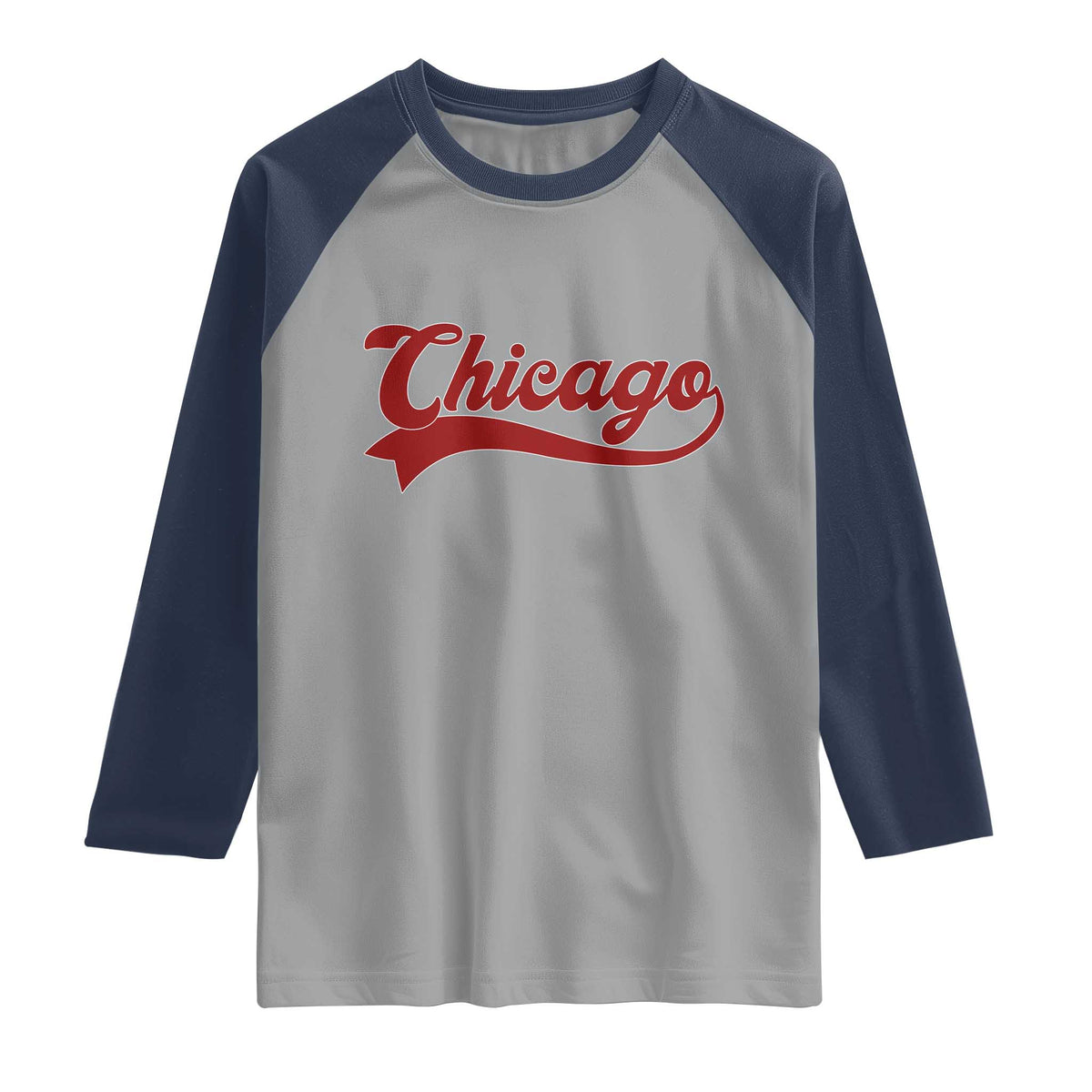 Retro Chicago Raglan Shirt Varsity Script Vintage Sports Jersey Style 80s 90s TS10 Sport Gray Navy Print Your Wear