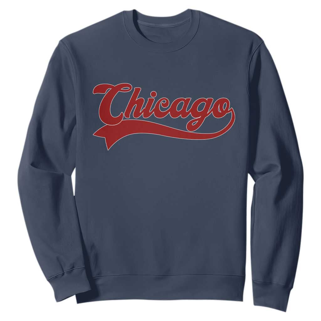 Retro Chicago Sweatshirt Varsity Script Vintage Sports Jersey Style 80s 90s TS10 Navy Print Your Wear