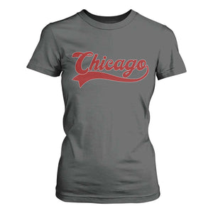 Retro Chicago T Shirt For Women Varsity Script Vintage Sports Jersey Style 80s 90s TS10 Dark Heather Print Your Wear