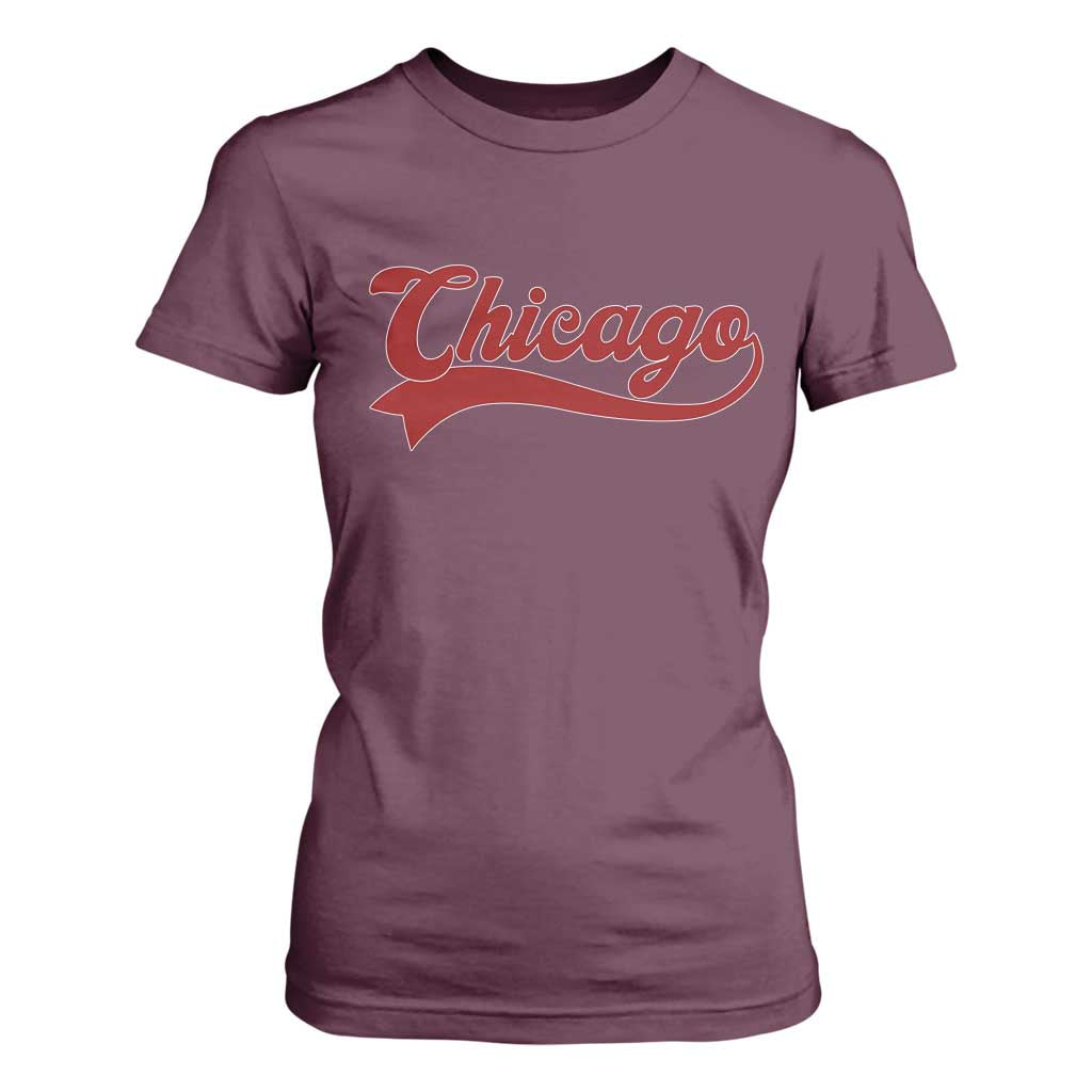 Retro Chicago T Shirt For Women Varsity Script Vintage Sports Jersey Style 80s 90s TS10 Maroon Print Your Wear