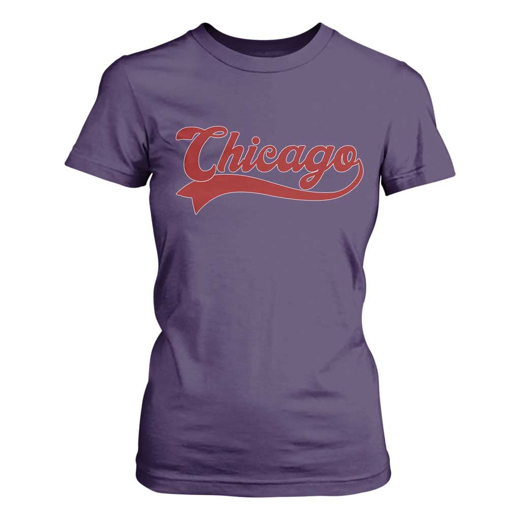 Retro Chicago T Shirt For Women Varsity Script Vintage Sports Jersey Style 80s 90s TS10 Purple Print Your Wear