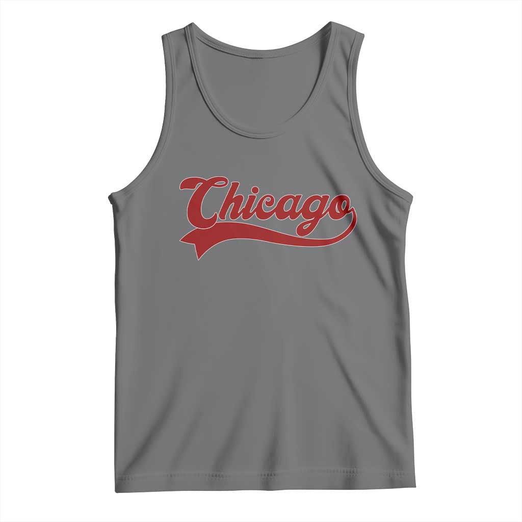 Retro Chicago Tank Top Varsity Script Vintage Sports Jersey Style 80s 90s TS10 Black Heather Print Your Wear