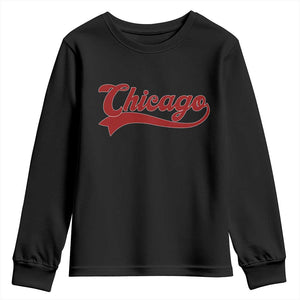 Retro Chicago Youth Sweatshirt Varsity Script Vintage Sports Jersey Style 80s 90s TS10 Black Print Your Wear