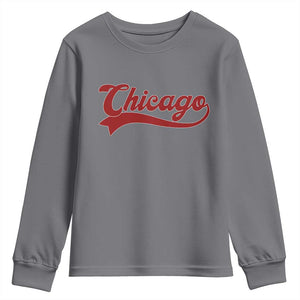 Retro Chicago Youth Sweatshirt Varsity Script Vintage Sports Jersey Style 80s 90s TS10 Charcoal Print Your Wear