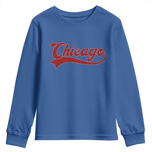 Retro Chicago Youth Sweatshirt Varsity Script Vintage Sports Jersey Style 80s 90s TS10 Royal Blue Print Your Wear