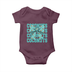 Retro Coconuts Coquette Bow Baby Onesie Summer Beach Coconut Fruit Humor TS10 Maroon Print Your Wear