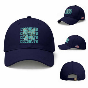 Retro Coconuts Coquette Bow Baseball Cap Summer Beach Coconut Fruit Humor TS10 Baseball Cap Universal Fit Dark Blue Print Your Wear