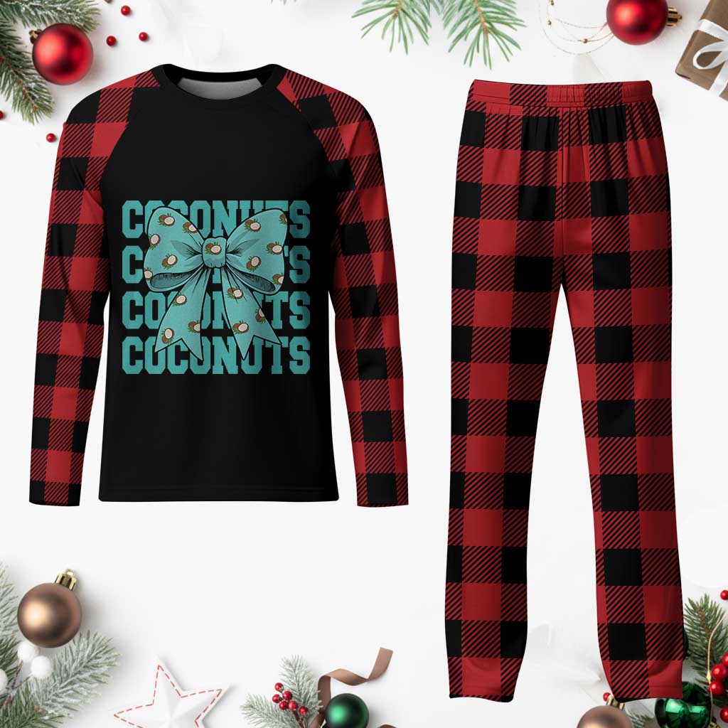 Retro Coconuts Coquette Bow Plaid Pajama Set Summer Beach Coconut Fruit Humor TS10 Buffalo Plaid Print Your Wear