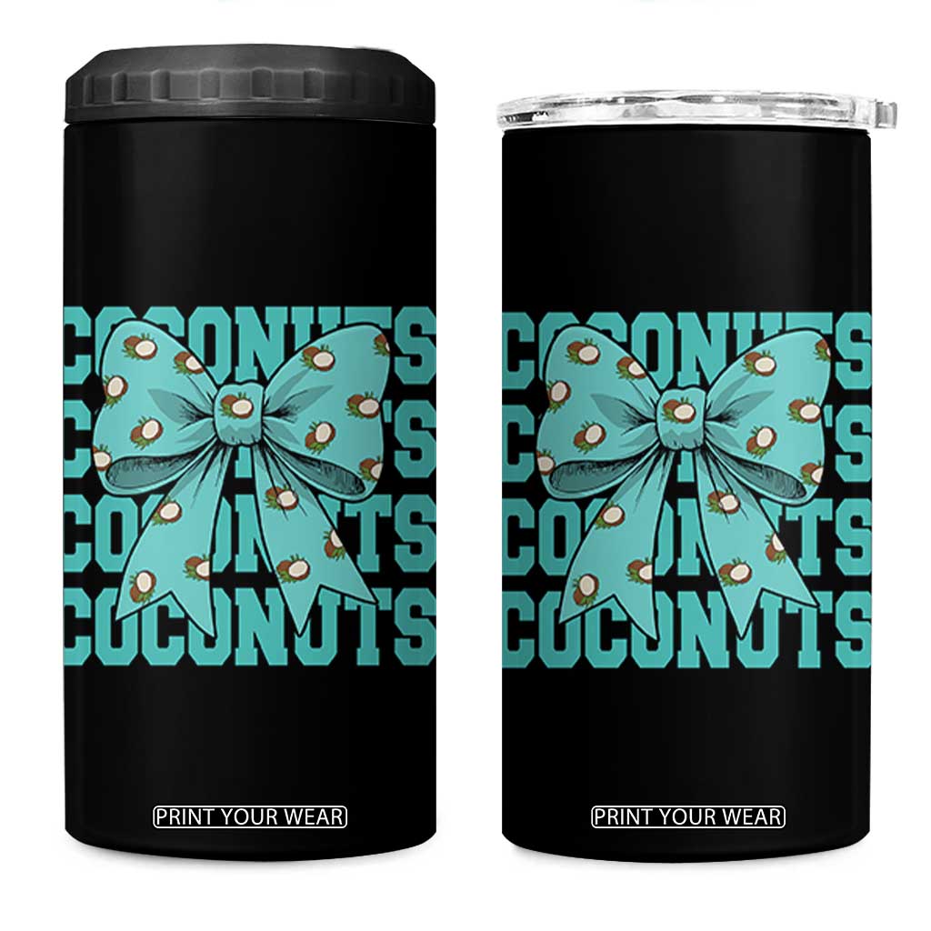 Retro Coconuts Coquette Bow 4 in 1 Can Cooler Tumbler Summer Beach Coconut Fruit Humor TS10 One Size: 16 oz Black Print Your Wear