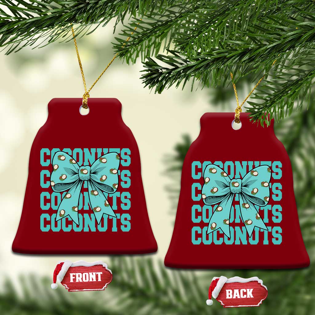 Retro Coconuts Coquette Bow Ceramic Ornament Summer Beach Coconut Fruit Humor TS10 Print Your Wear
