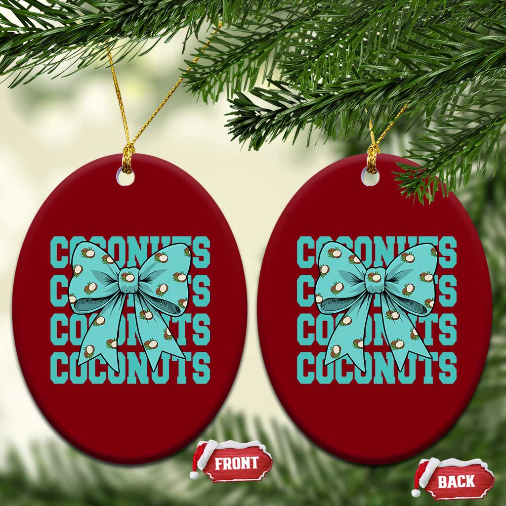 Retro Coconuts Coquette Bow Ceramic Ornament Summer Beach Coconut Fruit Humor TS10 Print Your Wear