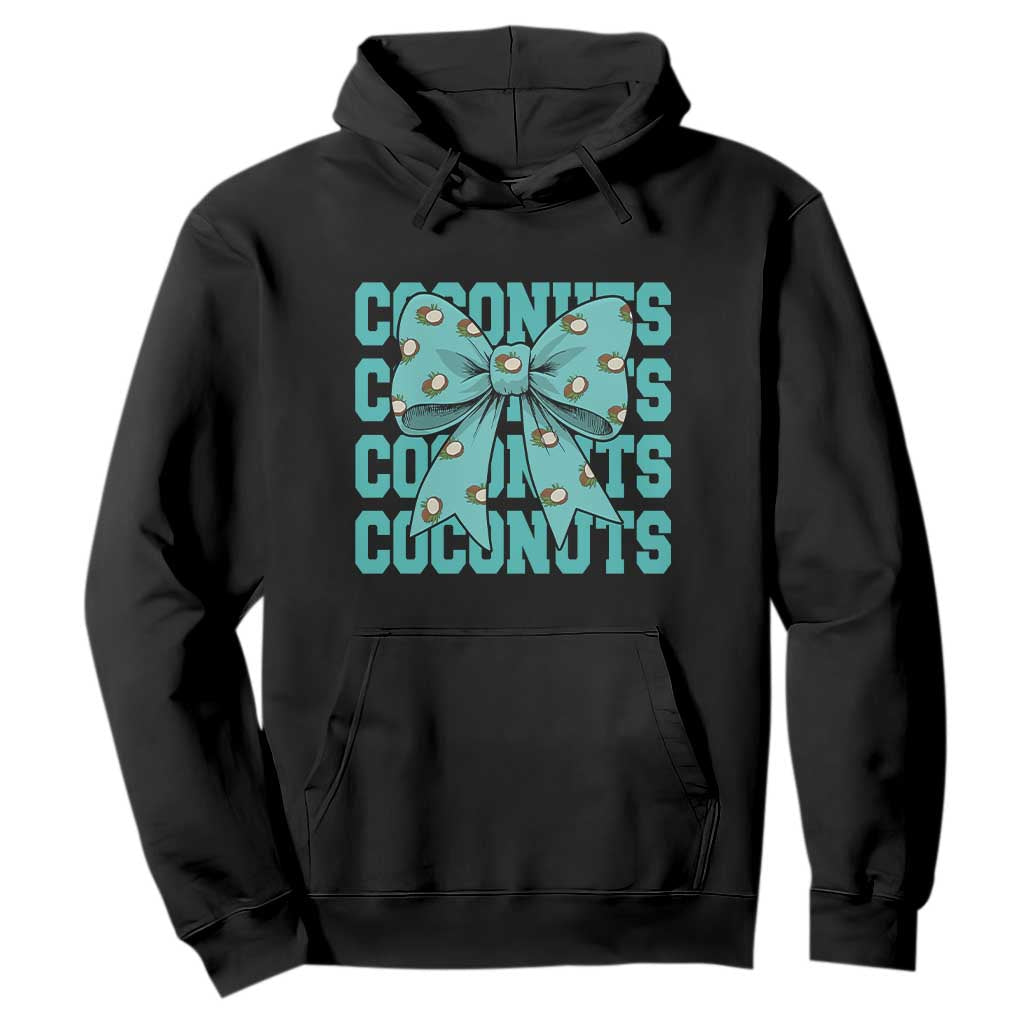 Retro Coconuts Coquette Bow Hoodie Summer Beach Coconut Fruit Humor TS10 Black Print Your Wear