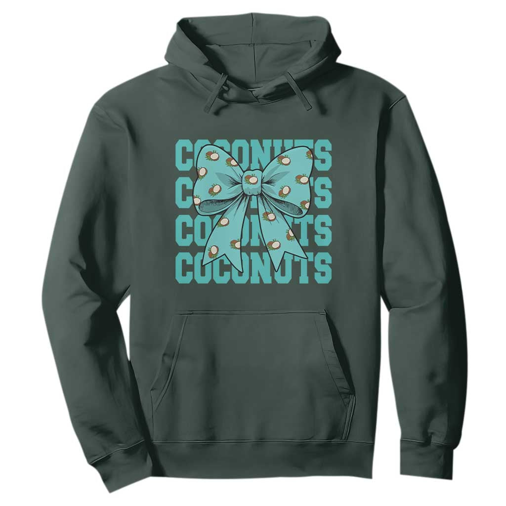 Retro Coconuts Coquette Bow Hoodie Summer Beach Coconut Fruit Humor TS10 Dark Forest Green Print Your Wear