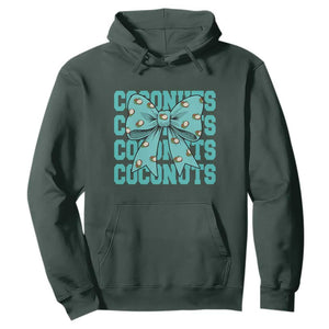 Retro Coconuts Coquette Bow Hoodie Summer Beach Coconut Fruit Humor TS10 Dark Forest Green Print Your Wear