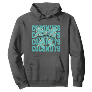 Retro Coconuts Coquette Bow Hoodie Summer Beach Coconut Fruit Humor TS10 Dark Heather Print Your Wear